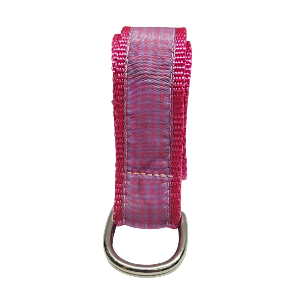 Eliza B D-Ring Web Belt Women Med Pink Purple Gingham Preppy Ribbon Adjustable